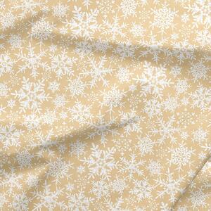 Goldea vánoční bavlněná látka - sněhové vločky na zlatém 150 cm