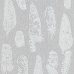 Vliesové tapety na zeď Scandinja 6467-10, rozměr 10,05 m x 0,53 cm, peří světle šedé na šedém podkladu, Erismann
