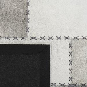 Kožený patchworkový koberec hnědo-šedý 140 x 200 cm PERVARI