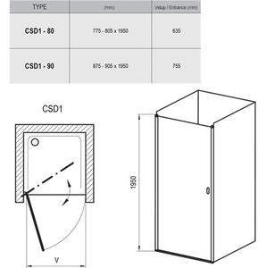 Ravak Chrome Sprchové dveře 90 cm Alu/Transparent 0QV70C00Z1 CSD1-90