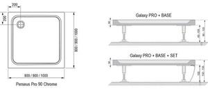 Ravak Galaxy Pro Chrome Perseus Sprchová vanička, 90x90x3, bílá XA047701010
