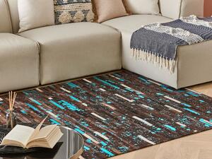 Kožený koberec 160 x 230 cm hnědo-modrý KISIR