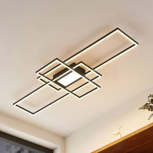 Lindby LED stropní svítidlo Caitlin, antracit, kov, 105 cm, stmívatelný, Hliník / šedá / zinek, Obývací pokoj / jídelna, kov, Moderní