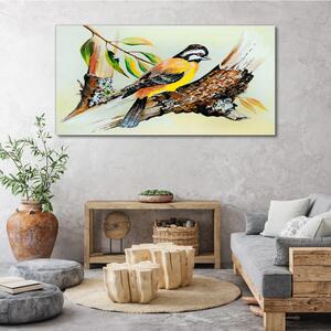 Obraz na plátně Obraz na plátně větev listy zvířecí pták
