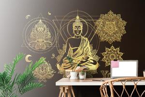 Samolepící tapeta zlatý meditující Buddha