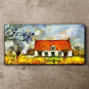Obraz na plátně Obraz na plátně Abstrakce vesnice dům strom
