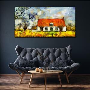 Obraz na plátně Obraz na plátně Abstrakce vesnice dům strom