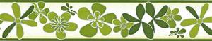 Samolepící bordura D58-014-2, rozměr 5 m x 5,8 cm, květy zelené, IMPOL TRADE