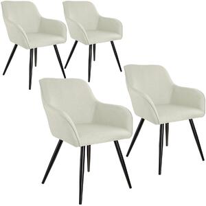 Tectake 404675 4x židle marilyn lněný vzhled - krémová/černá