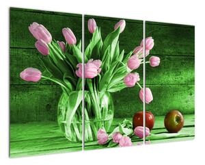 Tulipány ve váze, obraz na stěnu (120x80cm)