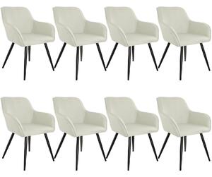 Tectake 404677 8x židle marilyn lněný vzhled - krémová/černá