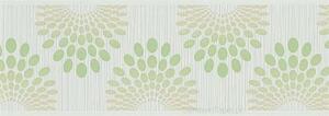 Vliesové bordury 56753, rozměr 5 m x 13 cm, tečky zelené na šedém podkladu s proužky, MARBURG