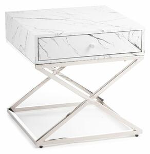 DekorStyle Noční stolek Saliba Silver Light 55 cm bílý