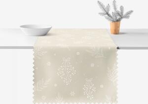 Goldea vánoční běhoun na stůl teflonový - zimní větvičky na latte 35x120 cm