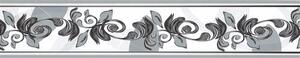 Samolepící bordura D58-039-3, rozměr 5 m x 5,8 cm, ornamenty šedé, IMPOL TRADE