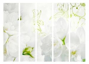 Paraván bílé květy Velikost (šířka x výška): 135x172 cm