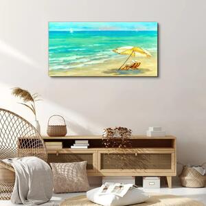 Obraz na plátně Obraz na plátně Pláž moře vlny deštník