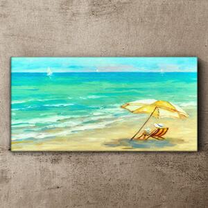 Obraz na plátně Obraz na plátně Pláž moře vlny deštník