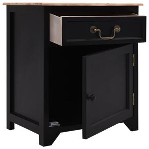 Noční stolek černý a hnědý 40 x 30 x 50 cm dřevo pavlovnie