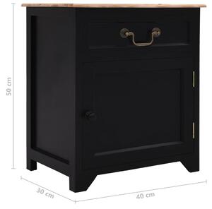 Noční stolek černý a hnědý 40 x 30 x 50 cm dřevo pavlovnie