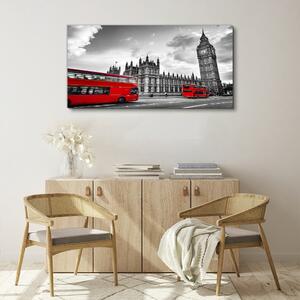 Obraz na plátně Obraz na plátně Londýnské oční červené autobusy