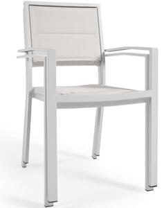 Bílá kovová zahradní židle Kave Home Sirley s látkovým sedákem