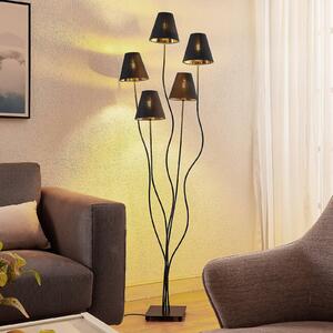 Lindby Komalie stojací lampa, pět zdrojů, černá