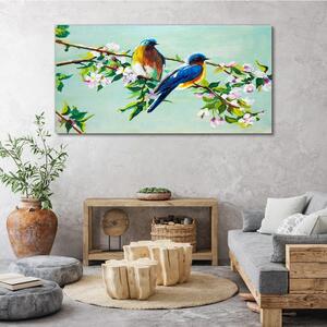 Obraz na plátně Obraz na plátně Větve listů květin Ptáci