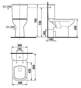 Jika Deep WC kombi, vodorovný odpad, boční napouštění H8266160002801