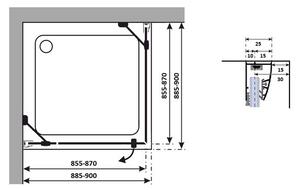 Sprchové dveře Huppe Strike jednokřídlé 80 cm, čiré sklo, chrom profil, levé 430101.092.322