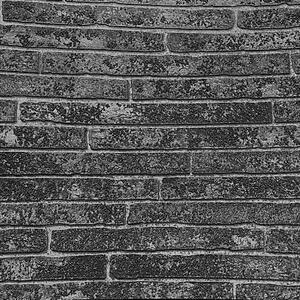 Vliesové tapety na zeď Sand and Stones 58422, cihla klinker tmavě šedá s výraznou strukturou, rozměr 10,05 m x 0,53 m, Marburg