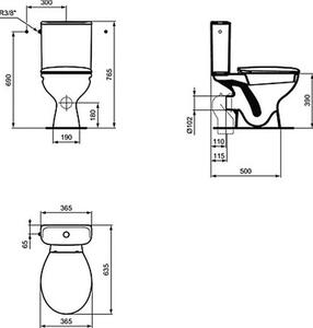 Ideal Standard Vidima WC mísa s nádrží a sedátkem - komplet, bílá W835101