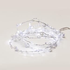 ACA DECOR LED dekorační girlanda - Perly, studená bílá barva, 2xAA, 200 cm