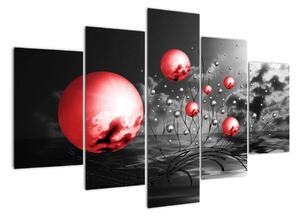 Abstraktní obraz - červené koule (150x105cm)
