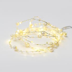 ACA DECOR LED dekorační girlanda - Perly, teplá bílá barva, 2xAA, 200 cm