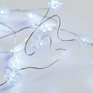 ACA DECOR LED vánoční/dekorační girlanda - vločky, studená bílá barva, 200 cm, IP20, 2xAA