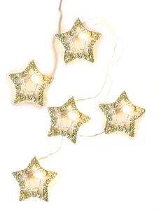 ACA DECOR LED Vánoční girlanda - Kovové hvězdičky, teplá bílá, 2xAA, 220 cm