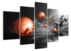 Abstraktní obrazy - oranžové koule (150x105cm)