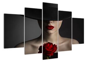 Moderní obraz - žena s růží (150x105cm)