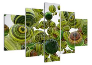 Abstraktní obraz - zelené koule (150x105cm)