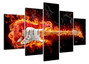 Obraz - kytara v ohni (150x105cm)