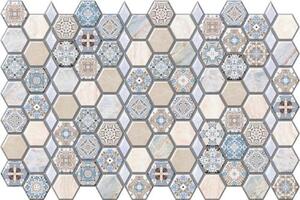Obkladové panely 3D PVC 80248, rozměr 966 x 645 mm, tloušťka 0,6 mm, hexagon Maroccan, REGUL