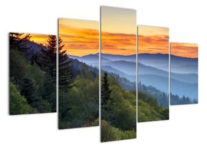 Obraz horské krajiny při západu slunce (150x105cm)