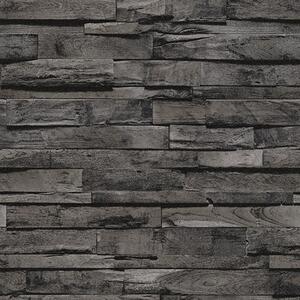 Vliesové tapety na zeď Imitations 2 10181-15, rozměr 10,05 m x 0,53 m, 3D dřevo černohnědé, Erismann