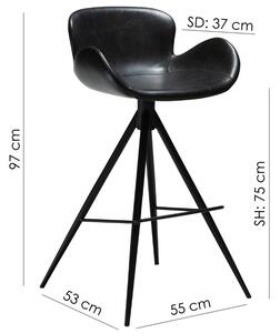 ​​​​​Dan-Form Černá koženková barová židle DAN-FORM Gaia 75 cm