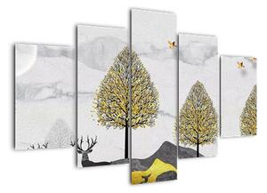 Moderní obraz - zvěř pod stromy (150x105cm)