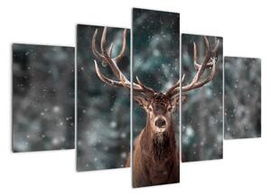 Obraz - jelen v zimě (150x105cm)