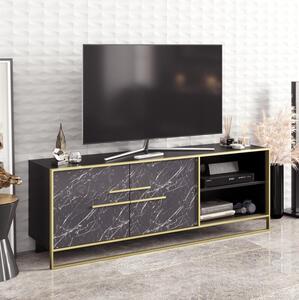 TV stolek/skříňka Poppy (zlatá + černá). Akce -24%