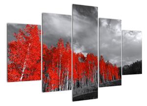 Červený les - moderní obraz (150x105cm)