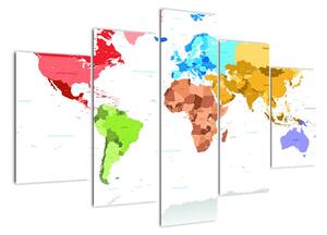 Obraz - barevná mapa světa (150x105cm)